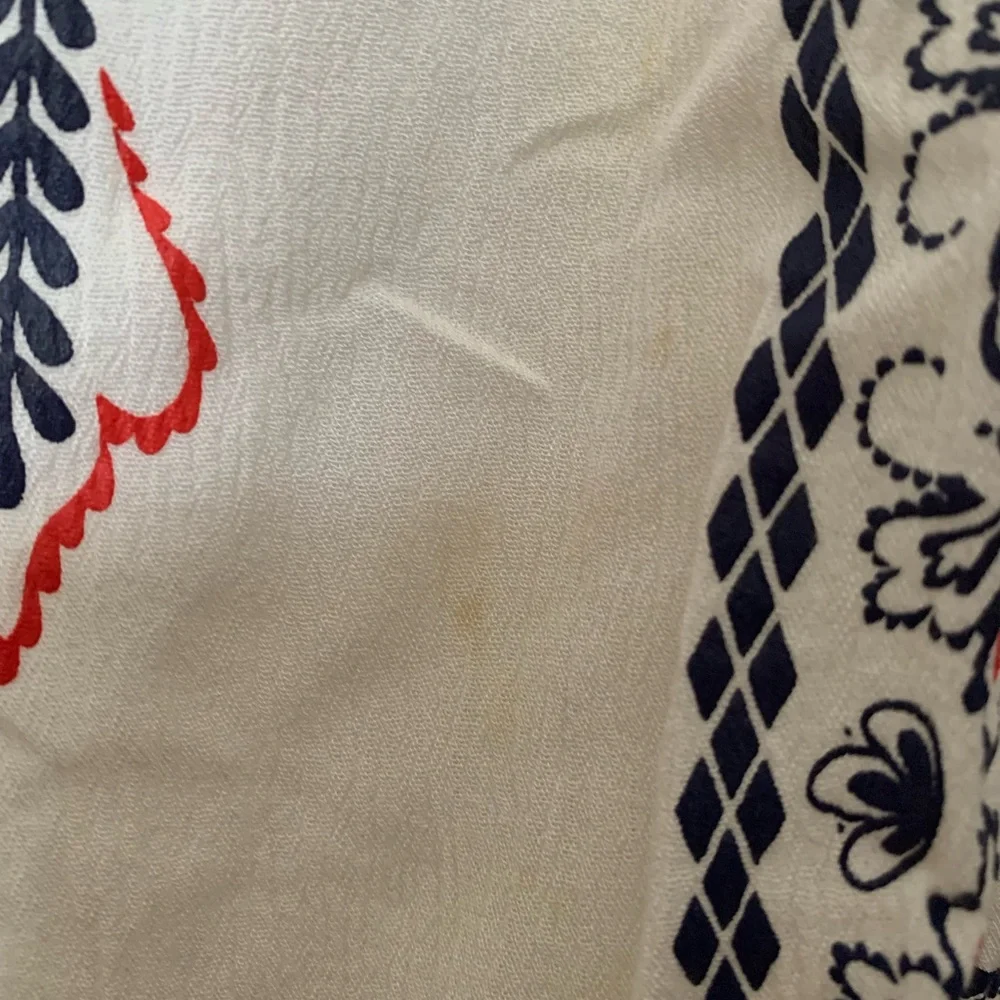 White, Blue, & Red Peasant Top - Picture 4 of 4